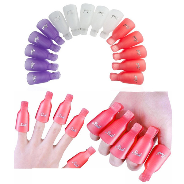 10PCS Nail Art Plastic Gel Nail Polish Remover Soak Off Cap Clip UV Gel Polish Wrap Tool Fluid For Removal of Varnish