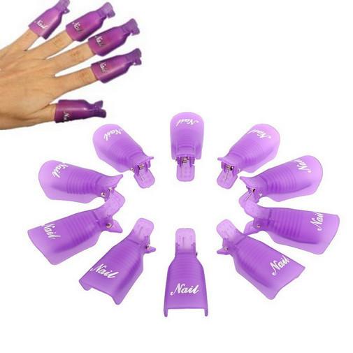 10Pcs/Set Wearable Acrylic Nail Polish Removers Soak Soakers Cap Art UV Gel Tool with Retail packaging free shipping 60006