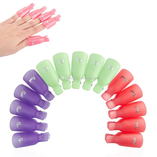 10pcs/set Durable Reusable Plastic Nail Polish Remover Lacquer Tool Soak Off Wrap Nail Cleaner Nail Clip Cap Remover Gel Free