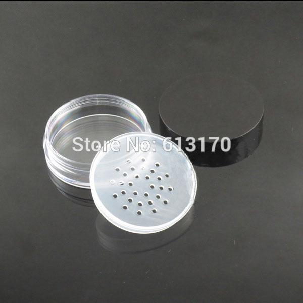 50pcs/lot 10g Cosmetic Jars with Powder Sifter Mesh With Powder Puff Empty Nail Art Glitter Tins Make-up Packing Container