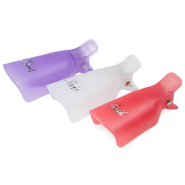 Nail Removal Tool Plastic Nail Art Soakers with Cap Clip for UV Gel Polish Remover Wrap Tool ●Professional Reusable ☞ Pink/ Purple/ White