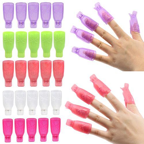 2016 10x Bowknot Plastic Nail Art Soak Off Clip Cap UV Gel Polish Remover Tool 8LMV