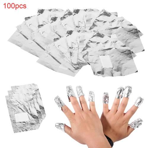 100pcs Aluminium Foil Nail Art Soak Off Acrylic Gel Polish Nail Wraps Remover ZE548400