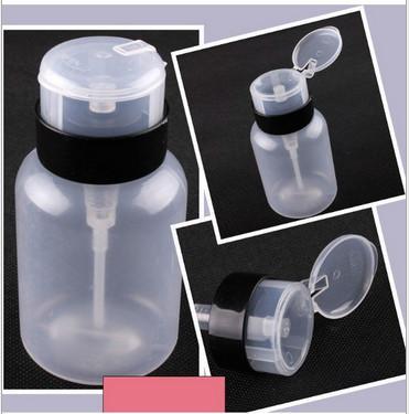 Nail Polish Removing Bottle 210 ml PS Transparent Pump Dispenser Lock Anti- Leaking Nail Art Pressure Bottle