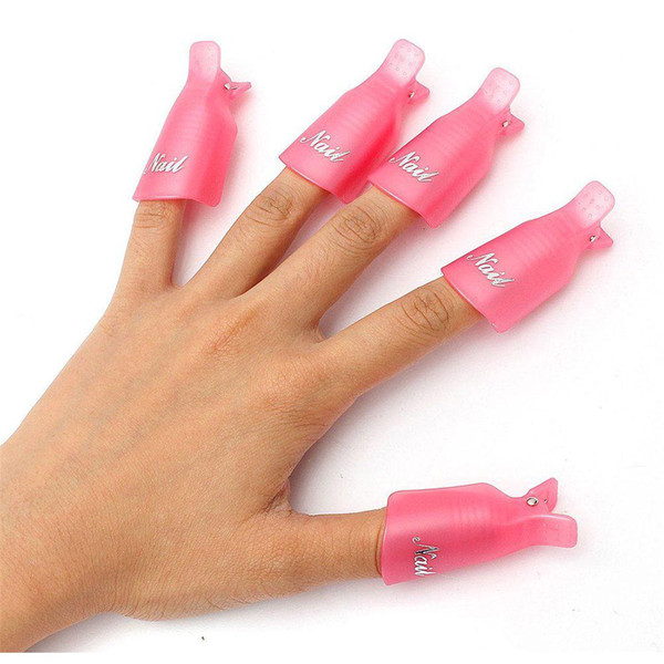 10 pcs/set Plastic Nail Art Soak Off Clip Cap UV Gel Polish Remover Wrap Tool