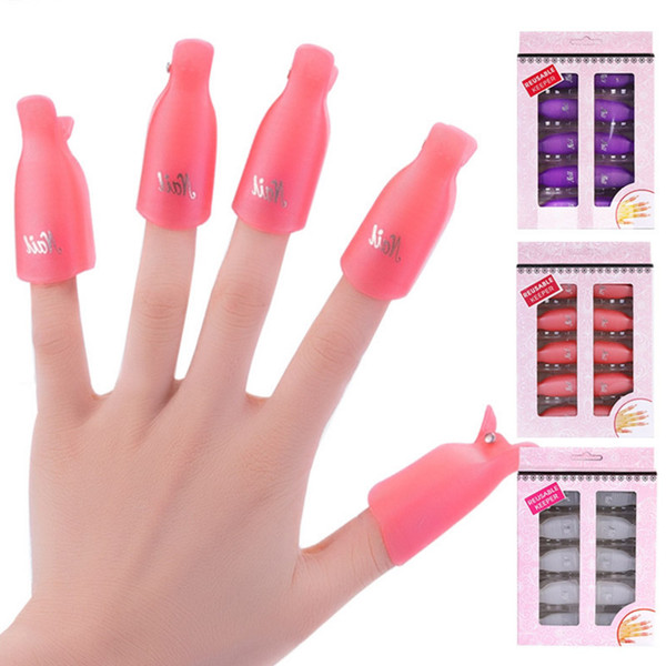 10 Pcs/set Nail Art Plastic Gel Nail Polish Remover Soak Off Cap Clip UV Gel Polish Wrap Tools Fluid