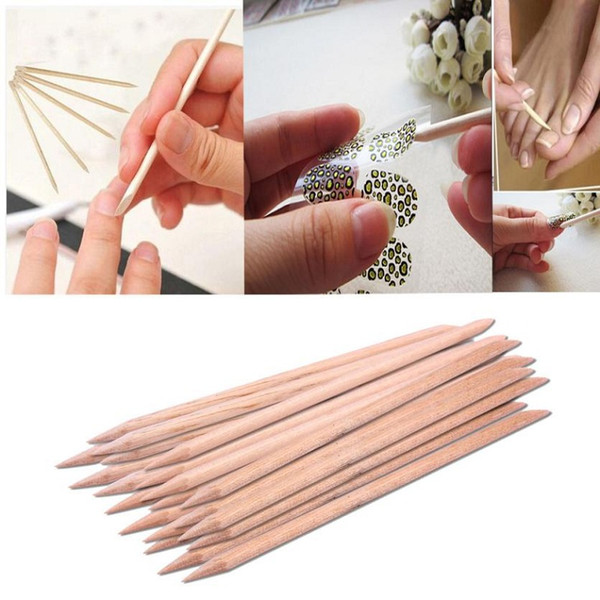 100pcs/pack Nail Art Cuticle Pusher Orange Wood Stick Cuticle Pusher Remover Manicure Pedicure Care Pusher Beauty Nails Tools