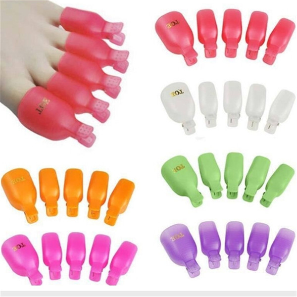 5Pcs Plastic Foot Toe Nail Art Soak Off Cap Clip UV Gel Polish Remover Wrap Set Pedicure Soak Off Toe nail Clip 20190420ayq