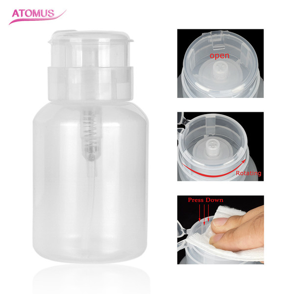 200ml Transparent Nail Polish Wash Remover Bottle Pump Empty Liquid Press Locked Press Pumping Dispenser Bottle Cleaner Bottle Dispenser