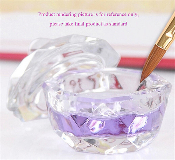 Nail Art Acrylic Crystal Glass Dappen Dish Bowl Cup with Cap Liquid Glitter Powder Caviar round