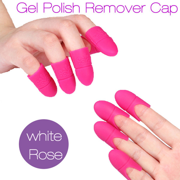 New 5pcs Nail Art Gel Polish Remover Cap Silicone Soak Off Cap Clip Gel Remover Cap Manicure Cleaning Tools White Rose 2017