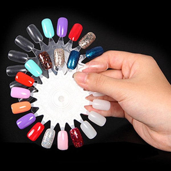 False Tips Display Nail Art Acrylic 18 Colors Practice UV Gel Nail Polish Circle Wheel Board DIY Nail Tool