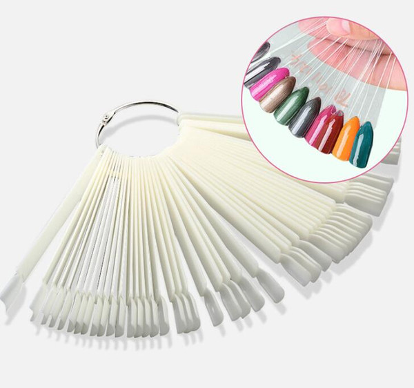 Tatyking 50tips Fan Board Practice Display Nail Art Colors Chart Clear/Natural Stick False Nails Tips Nail Art Display Tools