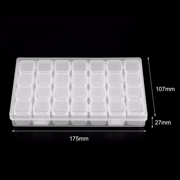 28 Slots Clear Plastic Empty Storage Box for Nail Art Manicure Tools Jewelry Beads Display Storage Case Organizer Holder