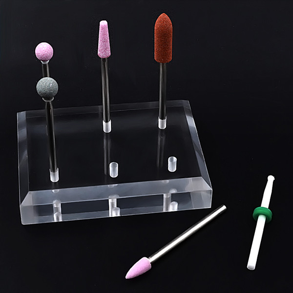 ail Art Tools Showing Shelf 6 Holes Transparent Acrylic Nail Art Drill Bits Holder Exhibition Stand Display Organizer Machine Tips Access...