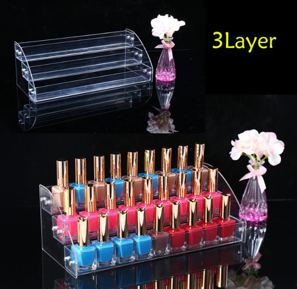 HOT Sale TOP Acrylic Makeup Nail Polish Storage Organizer 3 Layer Rack Display Stand