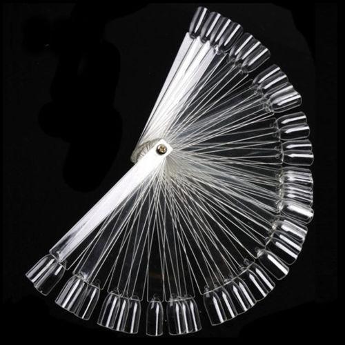 50Pcs Pops Nail Art Tips Sticks Display Stand Polish Practice Fan Board Design Tools Clear Salon Chart