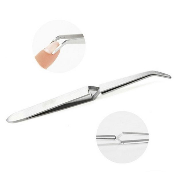 1pc Multi-function Stainless Steel Nail Art Tweezers Clip Cross Stable Auxiliary Uv Gel Manicure Shaping Tool