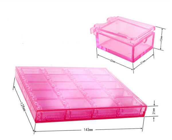 20 grid Transparent Acrylic Manicure High-grade Nail Art Ornaments Box Storage box Rhinestone box free shipping