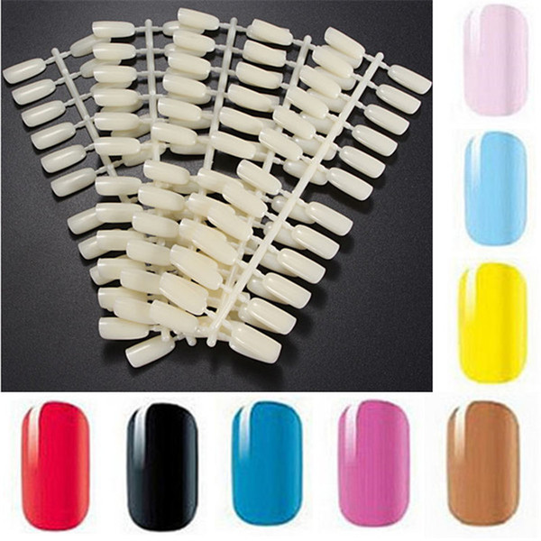 5Pcs/Pack Natural Color Flat False Nail Chart False Nails Showing Shelf Practice Nail Art Tips Polish Display Practice Tool