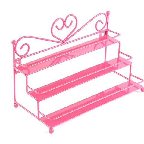 3-Layer Metal Nail Polish Shelf Cosmetic Varnish Display Stand Holder Heart Design Women Makeup Wall Rack Organizer Case