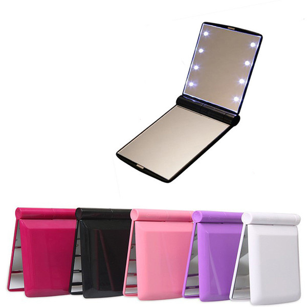 Led Makeup Cosmetic Folding Portable Compact Pocket Mirror with 8 LED Lights Lamps