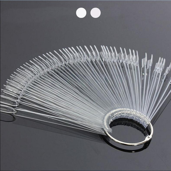 50PCS Clear Natural Fan shaped False Nail Tips Fake Nail Art Tips Polish UV Gel Sticker Decoration Display Stick Gel Salon Tool