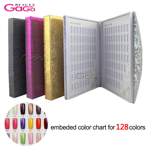 BeautyGaGa 1pc 1pc Nail Art Salon Gel Polish Display Cards Book 128Tips Color Board Chart Nail Art Tools