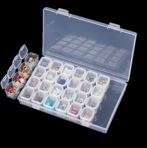 TKGOES 28 Slots Clear Plastic Empty Storage Box Nail Art Rhinestone Tools Jewelry Bead Display Storage Box Case Organizer Holder