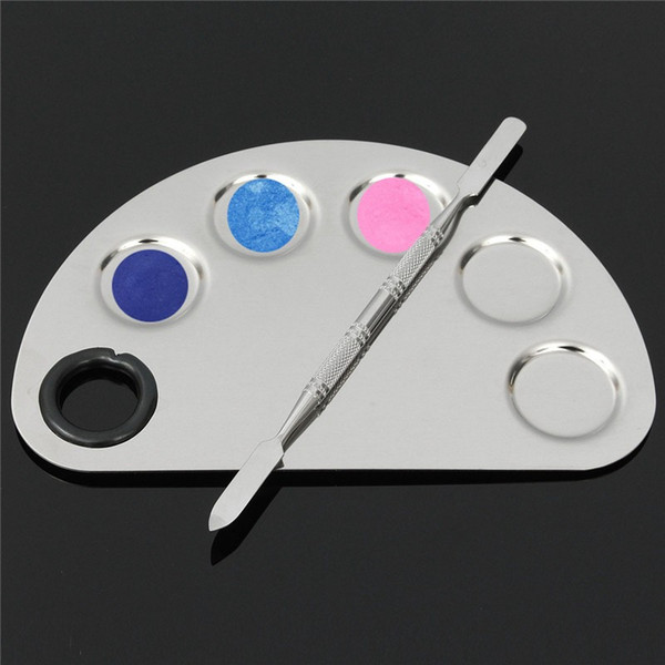 Professional 1Pcs Cosmetic Makeup Nail Art Gel Palette Spatula Five-hole Shape Cream Foundation Mixing Tool