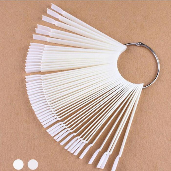 50Pcs/Lot False Nail Art Tips Sticks Polish Display Fan Practice Tool Board Nails Tools Makeup White Transparent