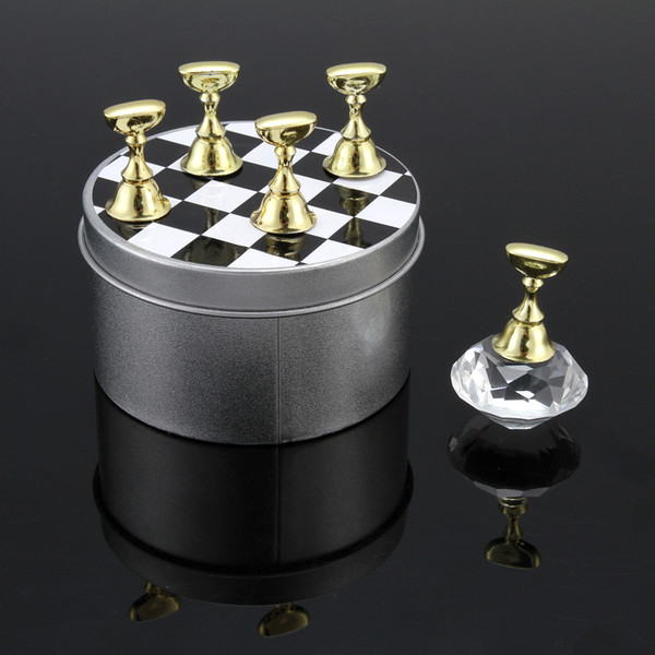 Hot Sale !!!! 5 Pcs Chess Set Board Magnetic Nail Art Tip Crystal Stand Salon Display Holder