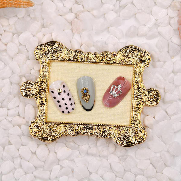 shelf Art Gel Polish Display Stand Rack Board Nails Photo Frame Metal Retro Luxury Nail Decoration Manicure Showing Shelf