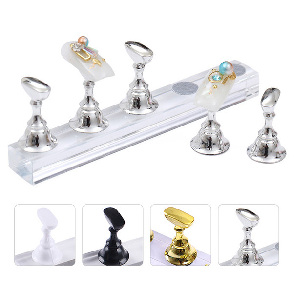 Nail Art Practice Display Stand Chess Board Magnetic Tips White Black Gold Silver Chess Practice Holder Set