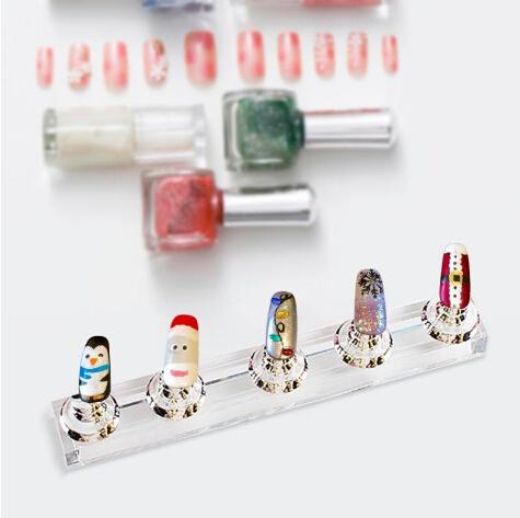 1 Set Magnetic Nail Holder Practice Display Stand Acrylic Crystal Showing Shelf Nail Art Tool 4 Colors Nail Polish Display Stand