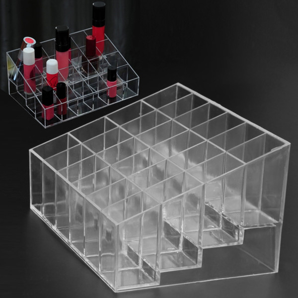 New Clear Lipstick Holder Display Stand Clear Acrylic Cosmetic Organizer Makeup Case Sundry Storage Showing Shelf