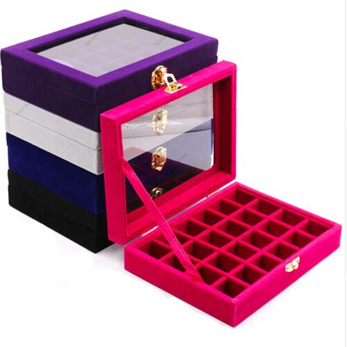 Transparent Plastic Divided Storage Box 24/28 Grid Jewelry Rhinestone Bead Case Decoration Accessories Container Holder