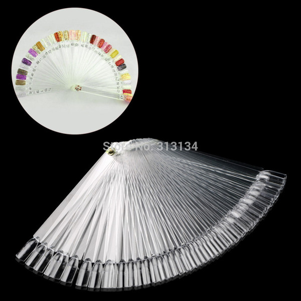 New 50Pcs Clear False Nail Art Templates Tips Stick Practice Polish Display DIY Practice Tool Fan Board