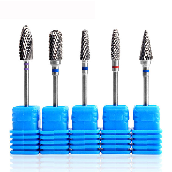 5pcs Tungsten Carbide Nail Drill Bits Electric Milling Cutter File for Manicure Pedicure Nail Art Tools Remove Nail Polish