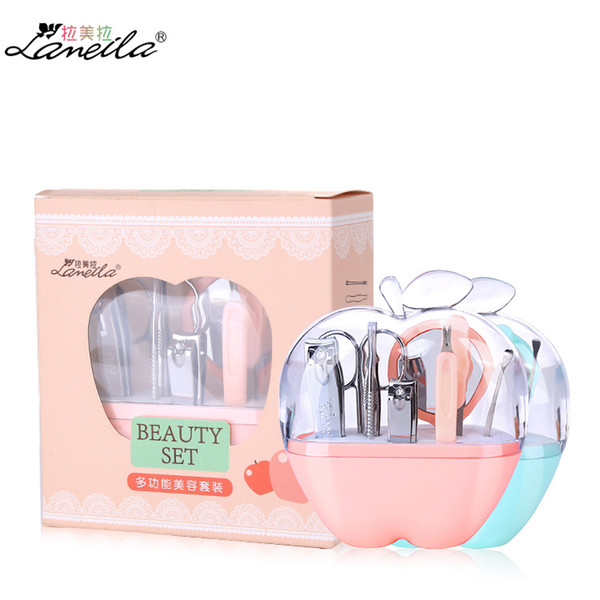 Free shipping Hot Apple Shape Manicure Set All-round Nail Scissors Nail Care Set Manicure Tool Manicure Kit 9pcs/set Nail Art Salon Kits