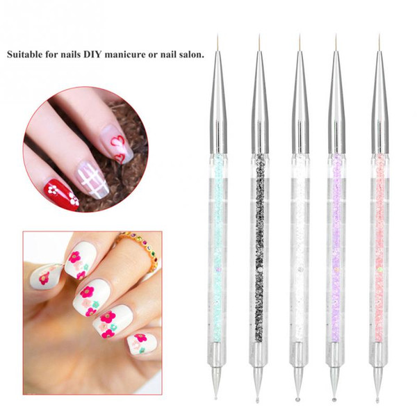 5PCS Nail Brush Double Heads Crystal Dotting Manicure Tools Painting Dot Pen Nail Art Paint Set