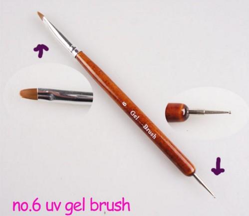 Free shipping Nail Art hot sell new Professional French Gel Brush with Dottor dotting tool #6#8#10#12#14#16 For UV Nails Design 10pcs/lot