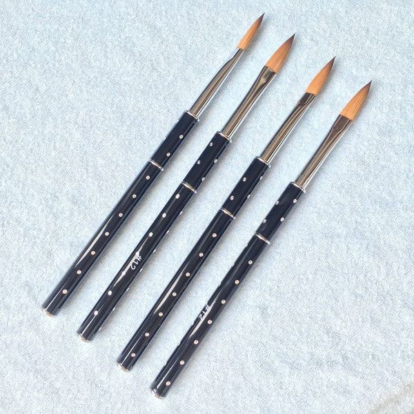 Oval Sharp Size 8#10#12# black Diamond Metal Handle and Kolinsky Sable Brush.Professional kolinsky sable Nails for acrylic brush 1pcs