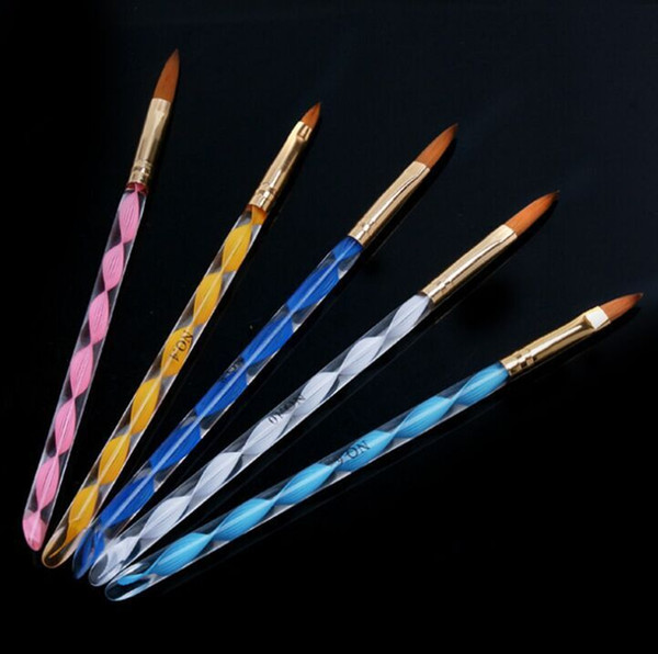 Good Quality 5 pcs Nails Brush Set 2-Ways Sable Acrylic Nail Art Brushes Pen Nail Brushes Cuticle Pusher Free Shipping