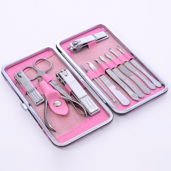 12pcs /set Lady Nail Clippers Set Stainless Steel Nail Trimmer Cutter Kit Cuticle Nipper Scissors For Women