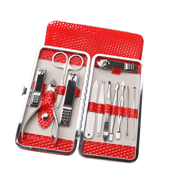 Hot sale skin fork manicure set for girls cleaning care tools 12pcs healthy care tools tweezers ear pick