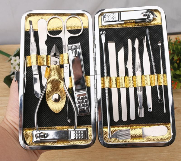 New style nail file skin fork manicure set for girls cleaning care tools 16pcs healthy care tools tweezers ear pick