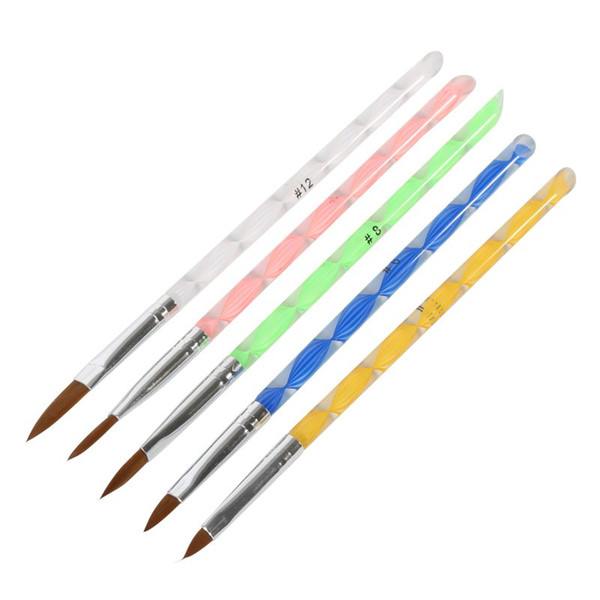 Wholesale- 2017 New 5 X Acrylic Nail Art UV Gel Carving Pen Brush Liquid Powder DIY No.4 6 8 10 12