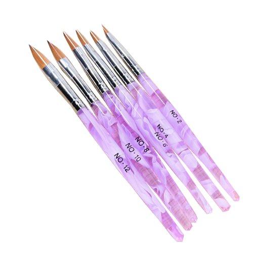 Wholesale- 6 Different Size Acrylic Nail Art Brush(NO.2,4,6,8,10,12) Nail Art Tool