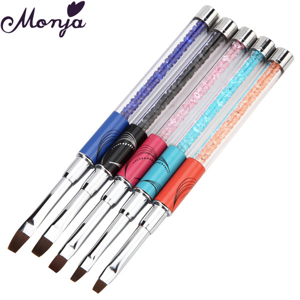 Wholesale- 5Pcs/set Nail Pen Brushes with Cap Rhinestone Handle Acrylic UV Gel Polish Tips Carving Painting Drawing 3D DIY Manicure Design